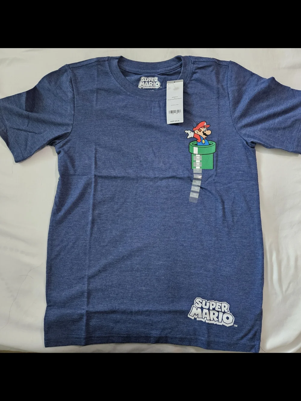 Carter's Blue Super Mario Graphic Tee with Green Pipe